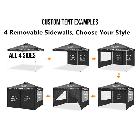 10x10 Custom Canopy Tent with 4 Side Panels
